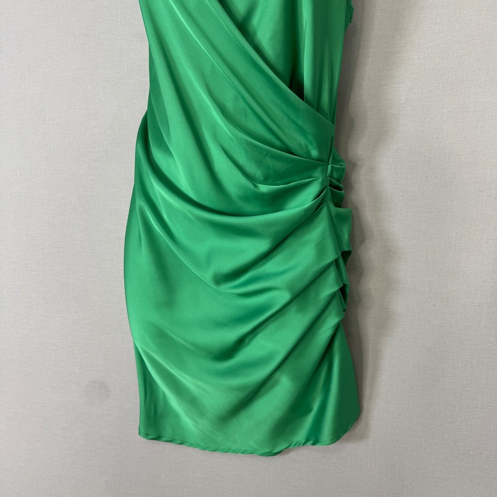 Aniye By Jabot Dress Womens IT40 Green Satin‎ Draped Mini Coquette Euro Summer - Picture 4 of 14